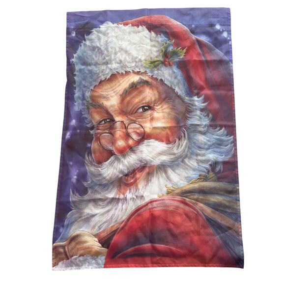Garden Yard Flag CHRISTMAS Santa Claus Face 18" x 12" Holiday Decor - Picture 3 of 3